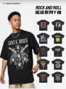 涅磐乐队metalica短袖T恤欧美高街重金属摇滚乐队水洗做旧朋克男
