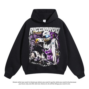 丹尼尔里卡多Daniel Ricciardo F1赛车美式做旧纯棉长袖连帽卫衣