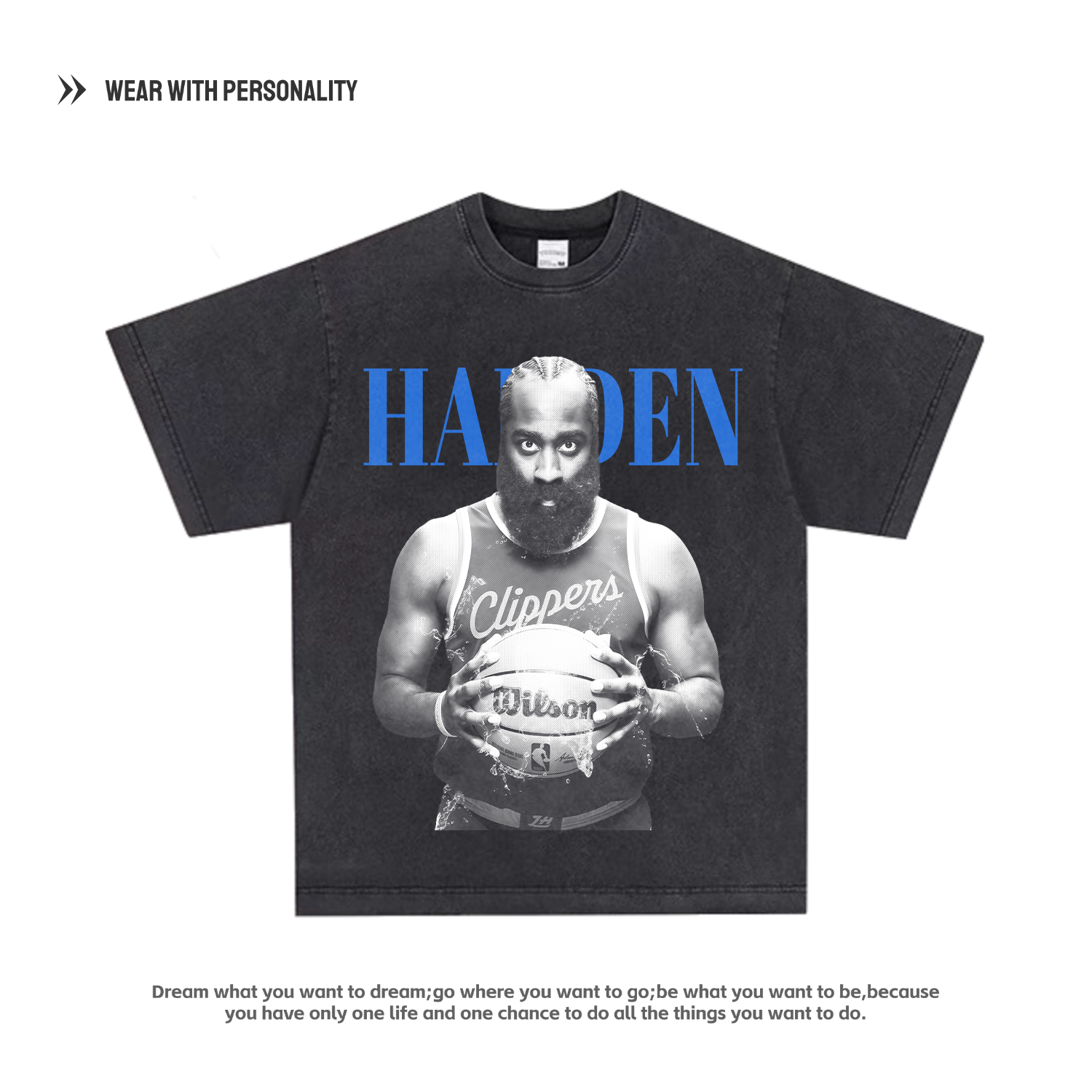 哈登 Harden 美式篮球复古VTG小众纯棉潮牌数码直喷街头长短袖T恤