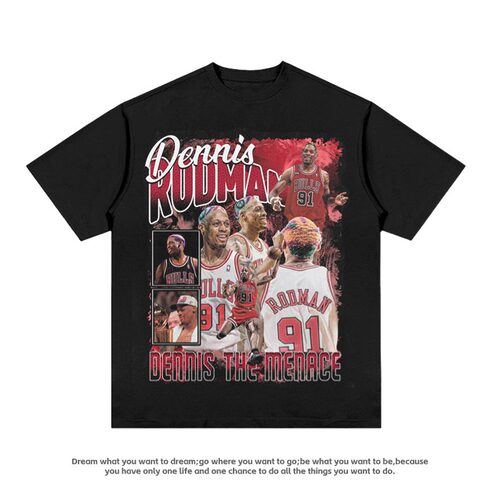 罗德曼Dennis Rodman 篮球美式休闲纯棉复古vtg长短袖数码印花T恤
