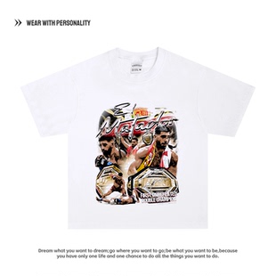 托普利亚T恤印花美式高街重磅纯棉长短袖拳击格斗运动复古上衣男