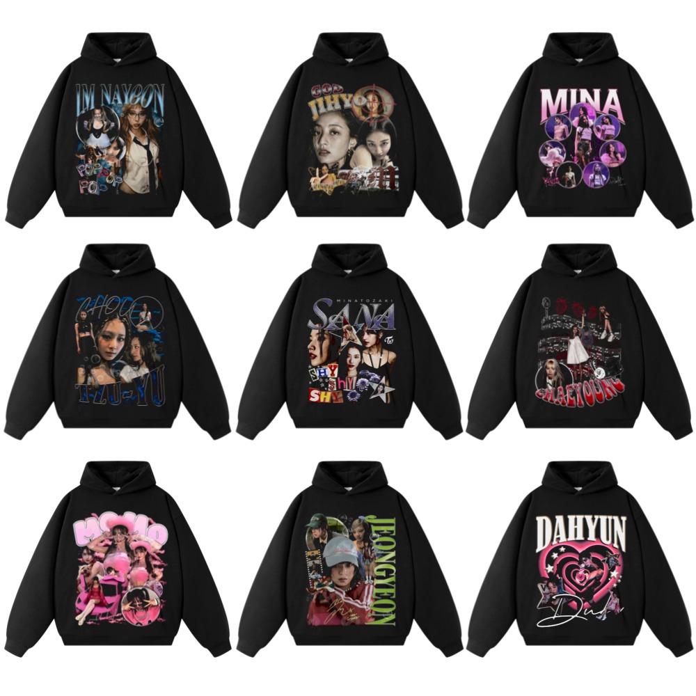 TWICE韩国女团演唱会爱豆周边平井桃 DaHyun Tzuyu Mina连帽卫衣