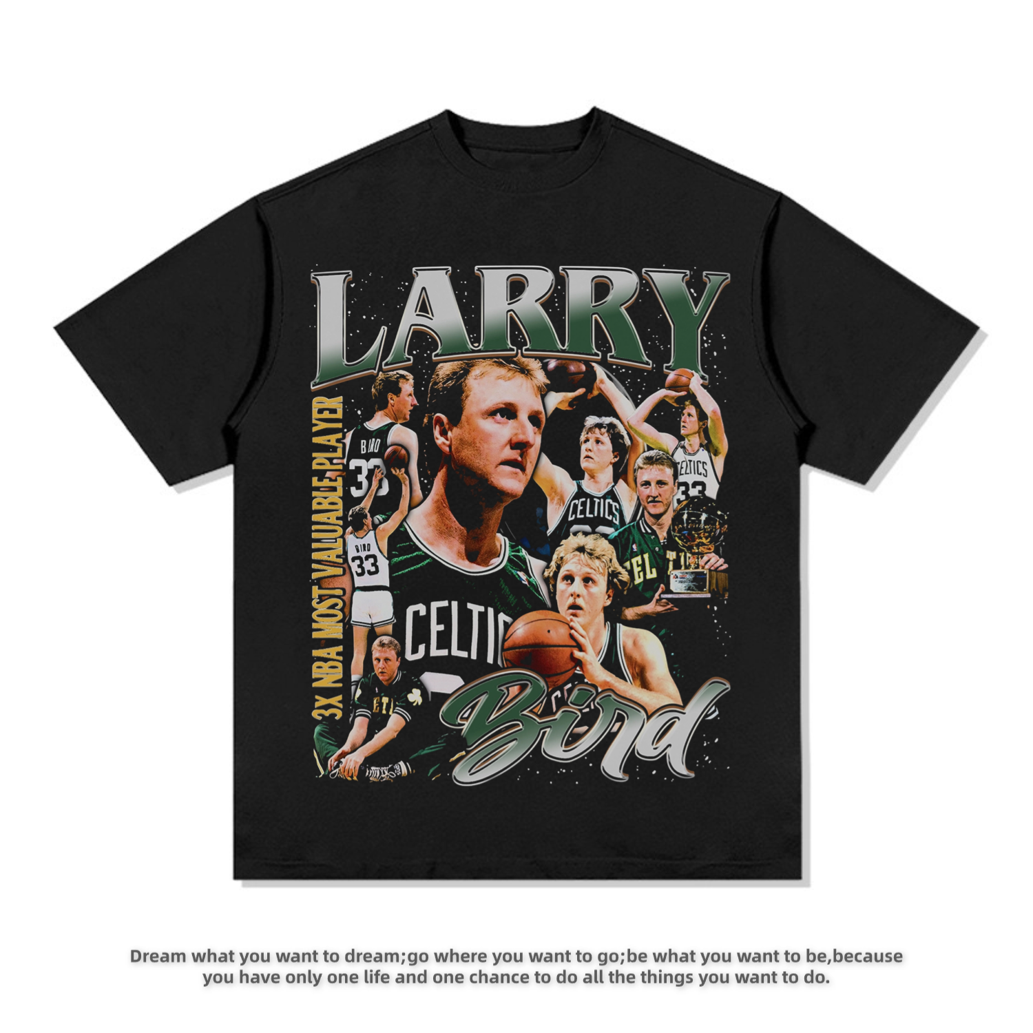 拉里伯德Larry Bird tee美式休闲复古Vintage短袖纯棉做旧篮球T恤