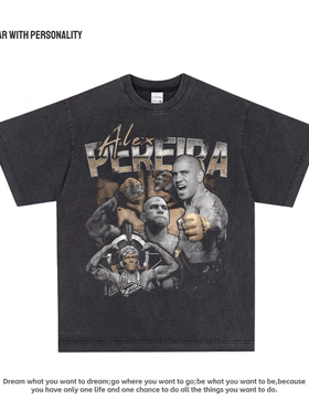 佩雷拉 Alex Pereira 经典原创美式UFC格斗拳击纯棉宽松长短袖T恤