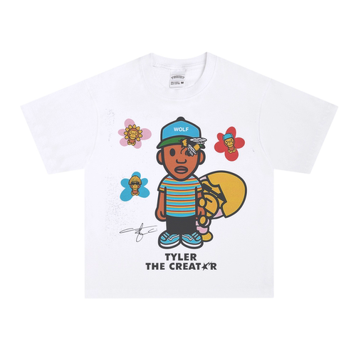 Tyler, The Creator泰勒欧美说唱歌手印花卡通圆领高街长短袖T恤