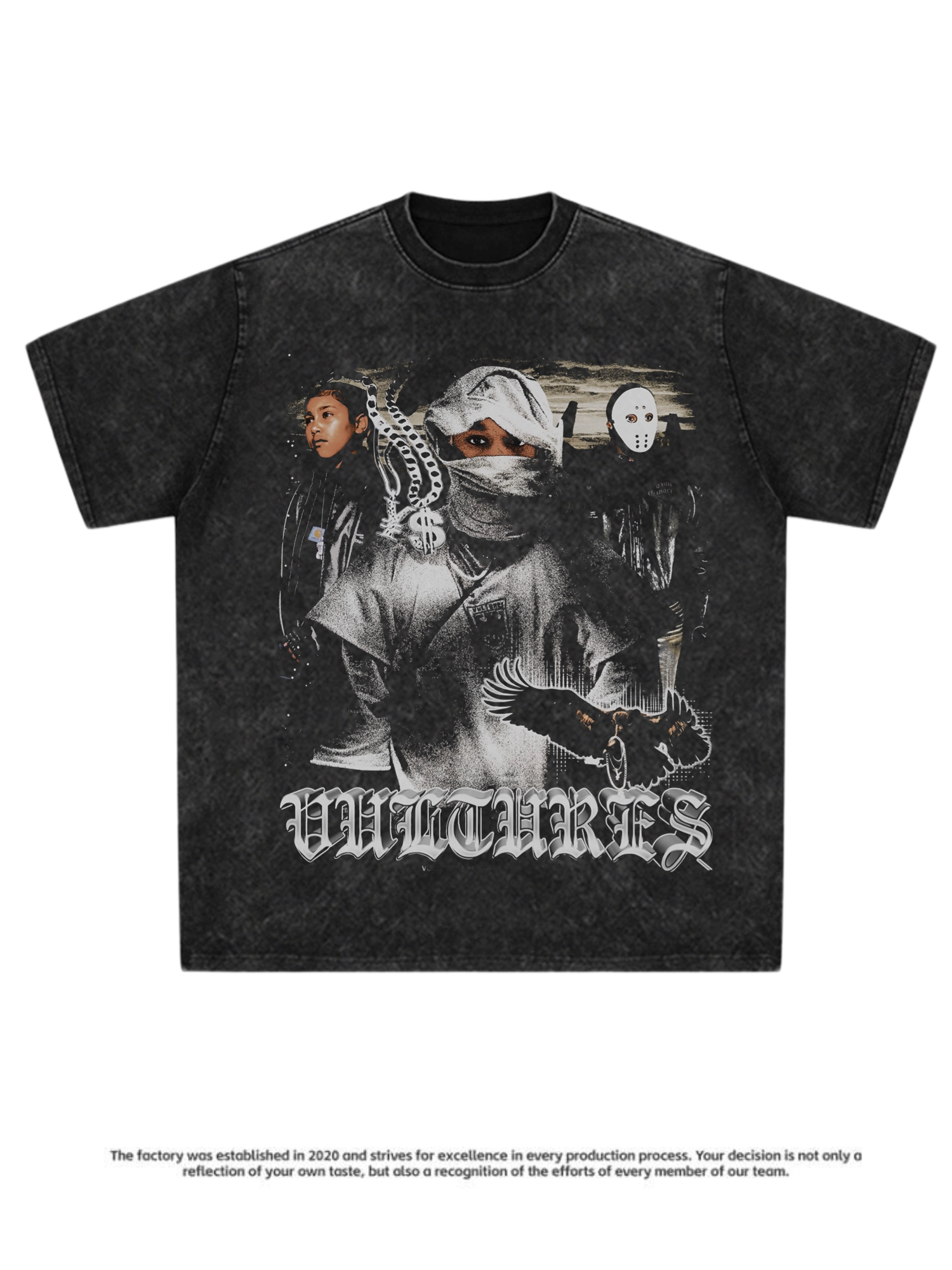 侃爷百搭嘻哈说唱美式T恤运动vintage水洗重磅纯棉潮做旧圆领短袖