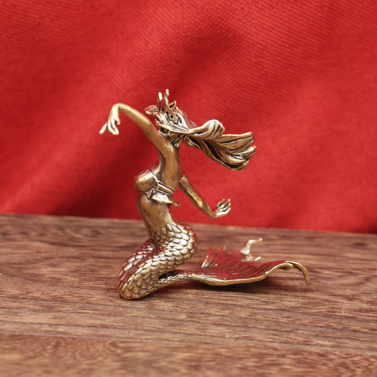 新款创意复古黄铜美人鱼公主摆件