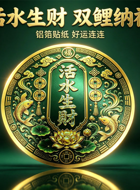 活水生财新款国风铝箔贴 浮雕感锦鲤莲花纹样吉祥装饰贴