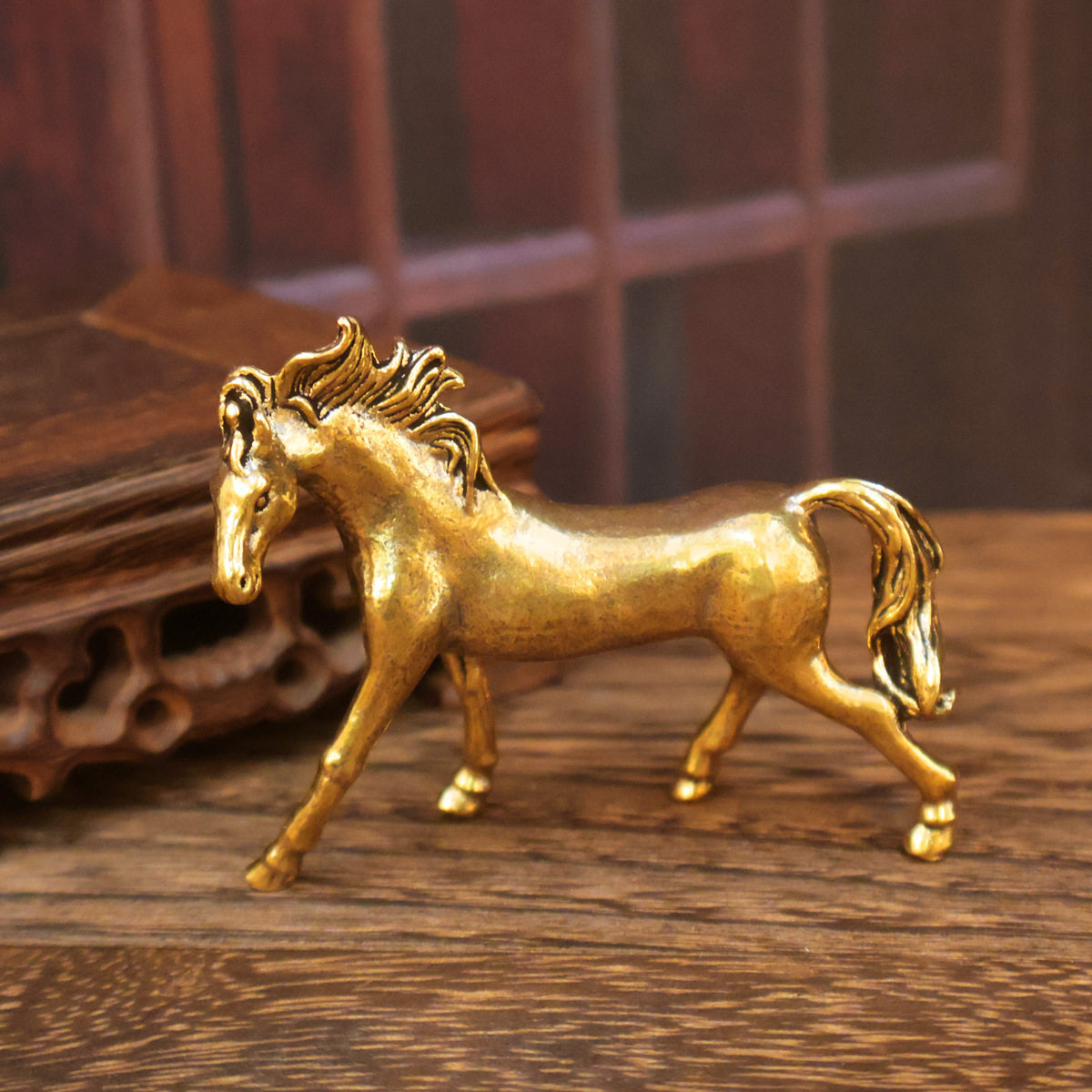 黄铜马到成功生肖马招财摆件办公