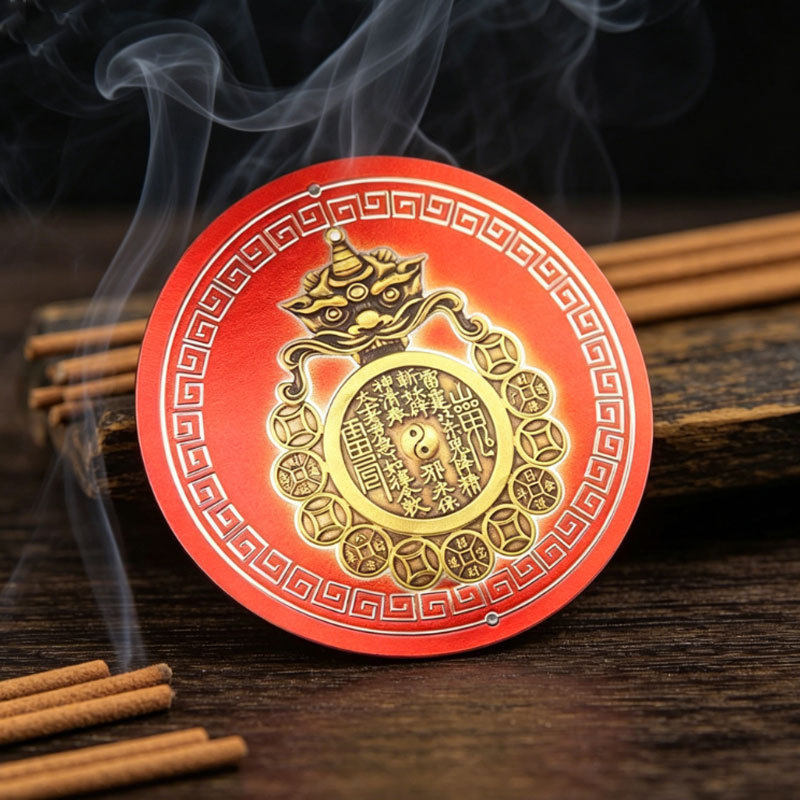 新款瑞兽山鬼八卦镜贴镇守护佑平安装饰挂件门贴自粘