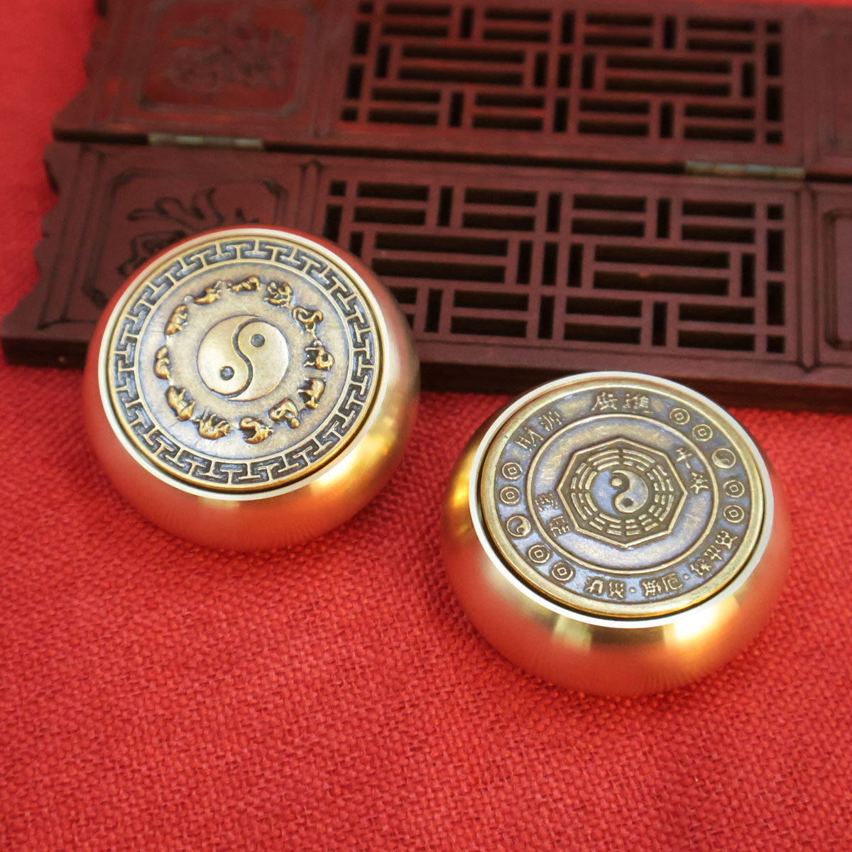 乾坤八卦双面转转钱黄铜赚钱转运