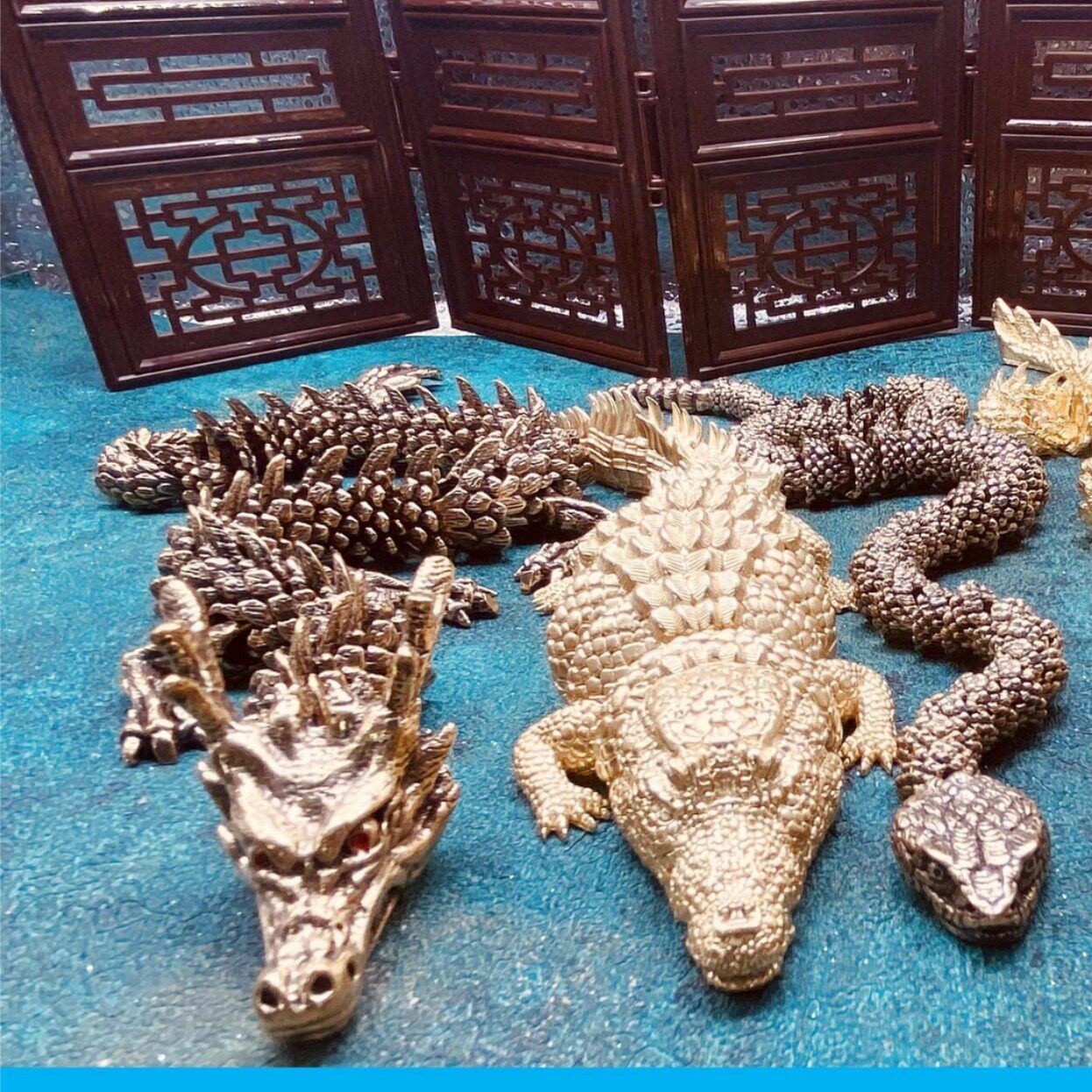 黄铜龙金属龙3D活体可活动神龙摆