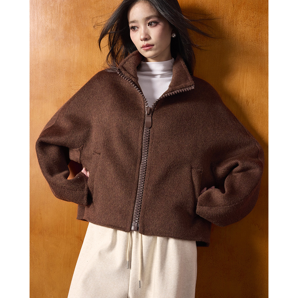 杭州盛都服饰2025冬新复古都市美拉德羊毛羊绒小个子短款双面