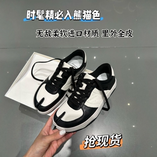 欧货IDO春款女鞋2026新款时髦做旧分趾鞋女拼色板鞋女设计感小众