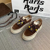 厚底女板鞋 旎彩2025新款 子女秋款 磨砂皮麦穗休闲鞋 今年流行爆款 鞋