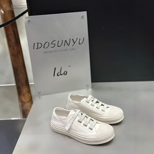 IDO新款板鞋真皮魔术贴做旧低帮