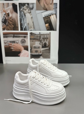 欧洲站IDO秋季鞋子女2025新款爆款真皮白色小白鞋女厚底松糕鞋轻