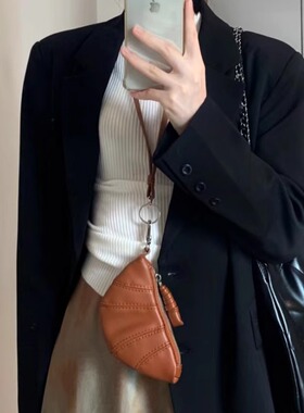 pu皮pu皮毛衣链女小众设计项链