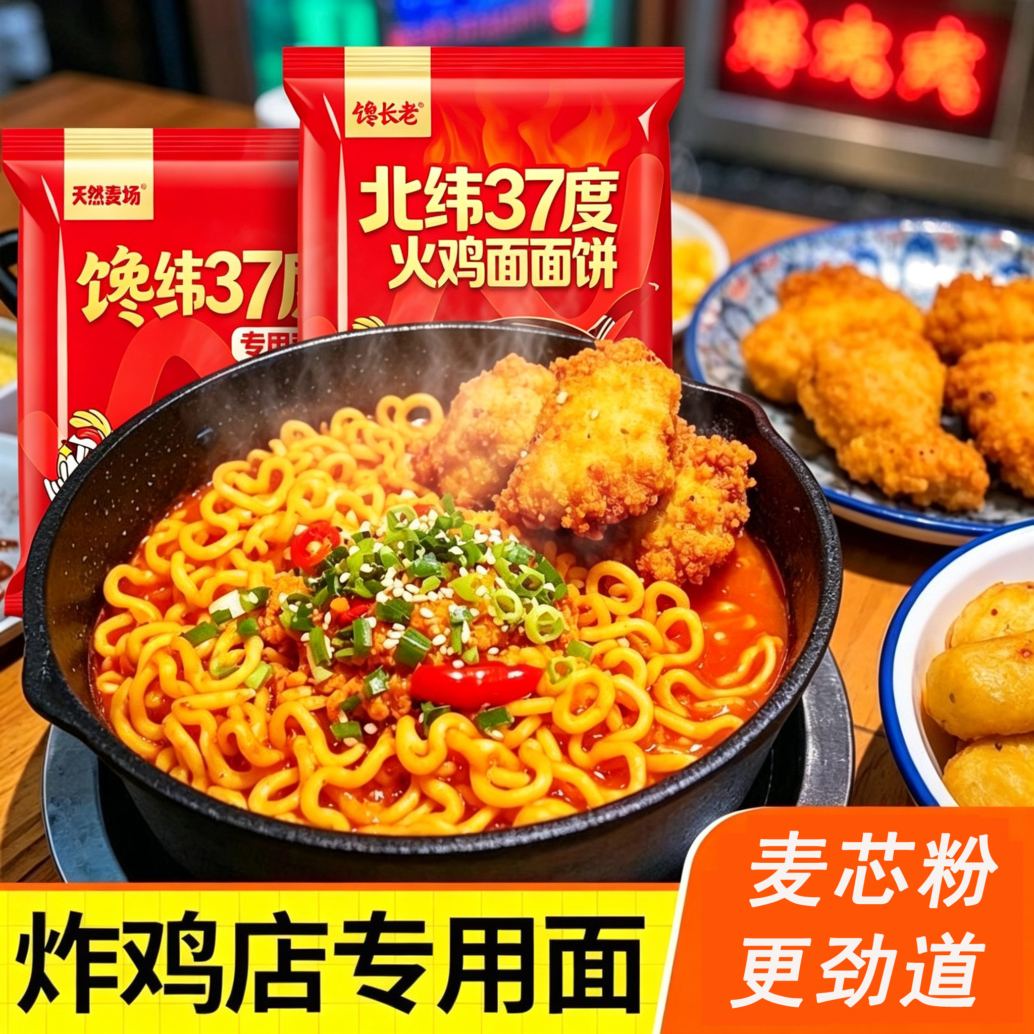 火鸡面面饼110g大分量商用整箱餐饮面火锅面炸鸡泡面方便面批发图片