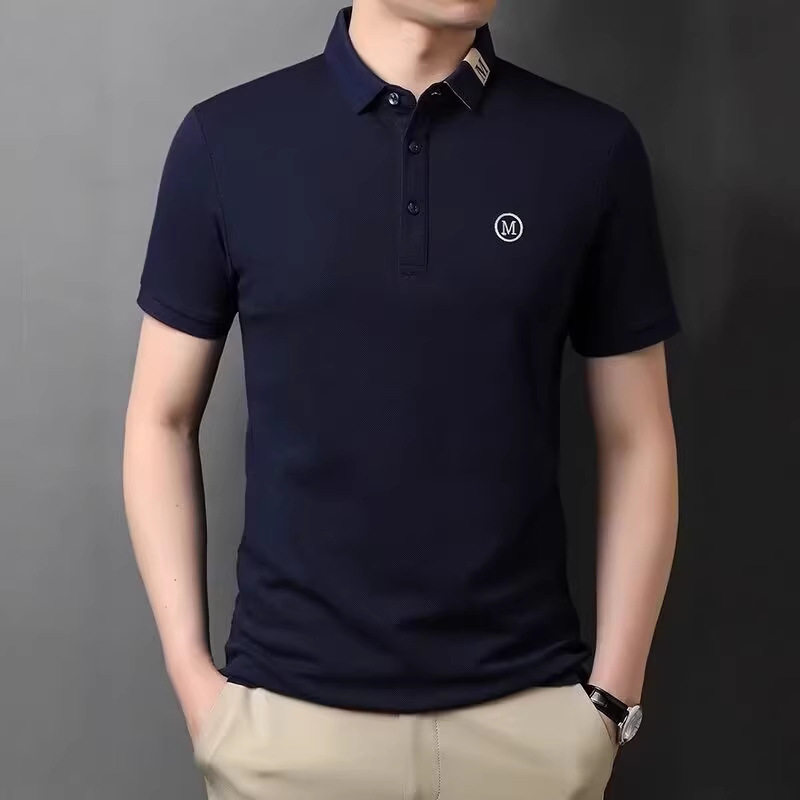 韩版修身翻领潮流短袖polo衫男潮