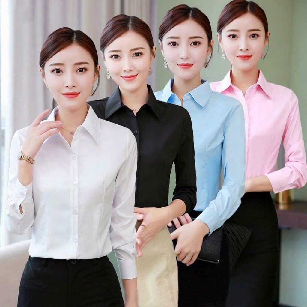 白衬衫女短袖长袖工作服正装学生