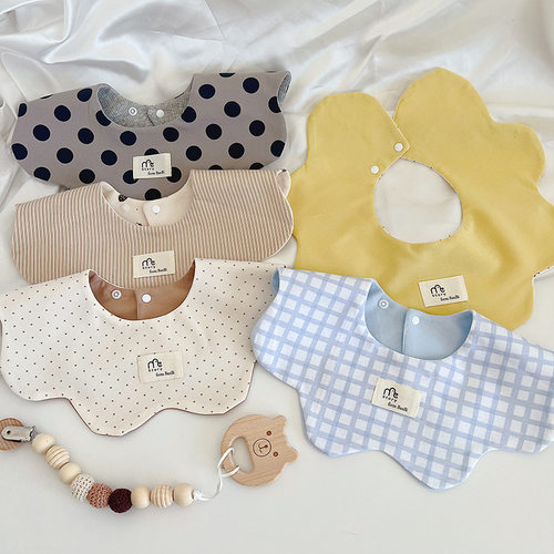 纯棉韩国花形不防水围兜