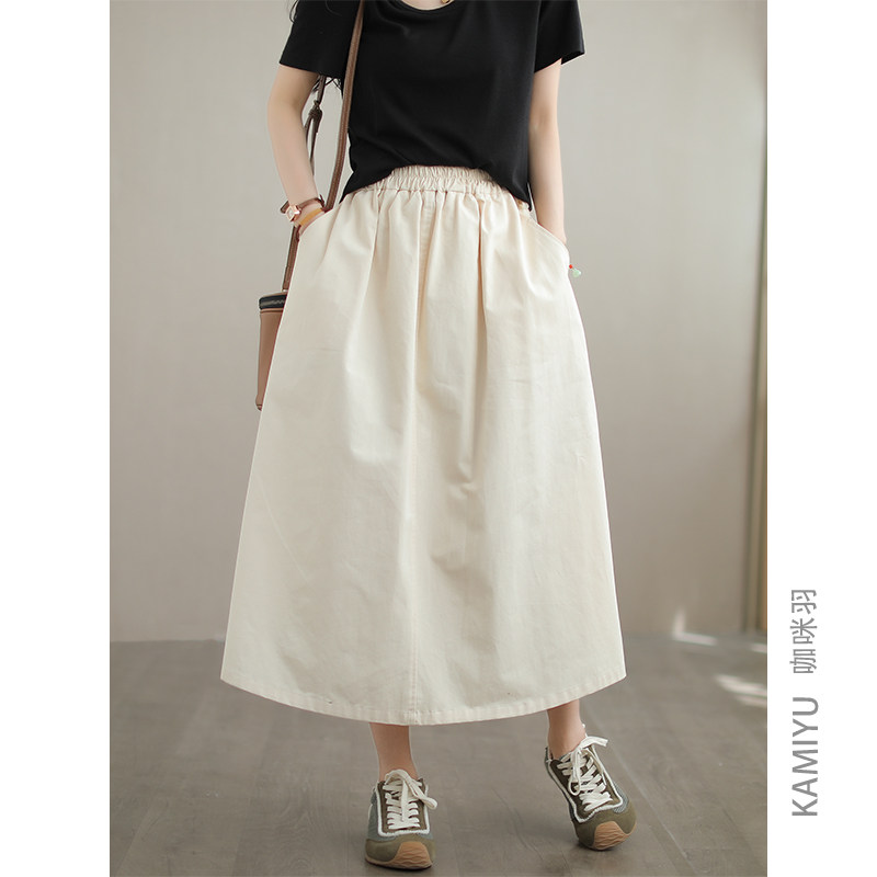 咖咪羽半身裙女夏季2025新款女士裙子宽松时尚拼接显瘦女装A字裙