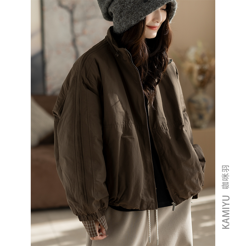 2025秋冬新款新款90白鸭绒女士百搭宽松纯色时尚女装上衣羽绒服女