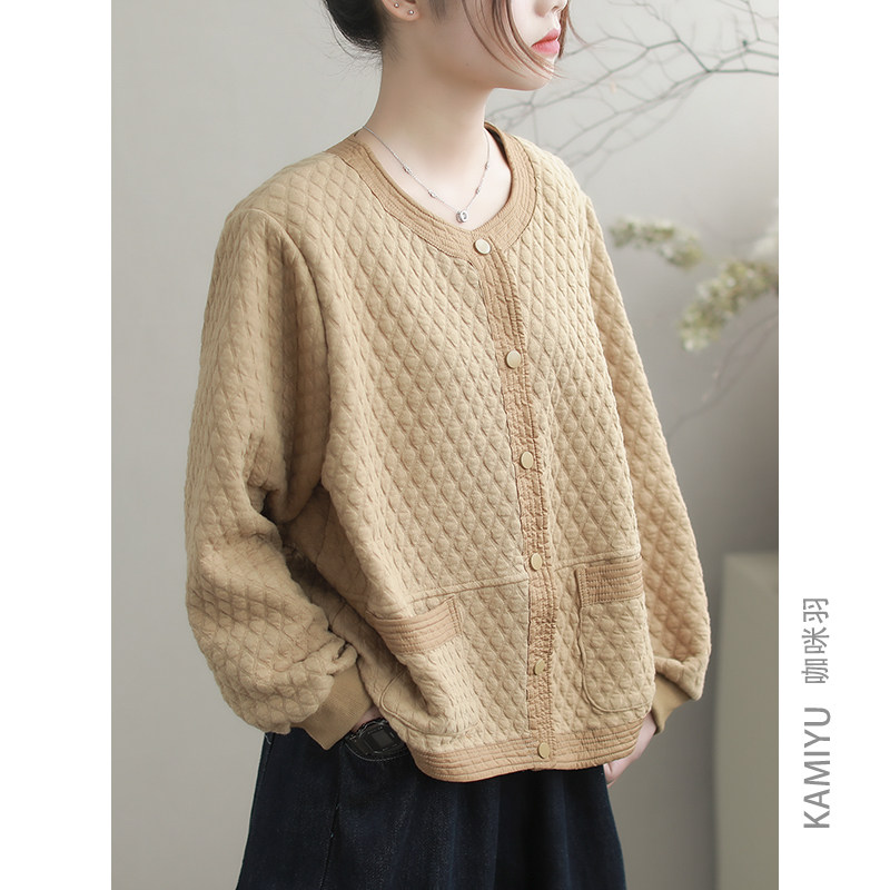 咖咪羽外套女秋装新款黑色通勤文艺休闲原创棉质圆领时尚女装上衣,女装/女士精品,短外套,淘宝优惠券,粉丝福利购,淘宝优惠卷