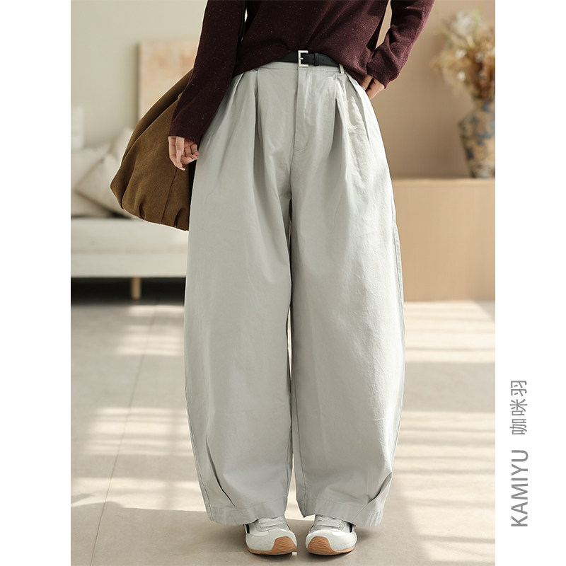 咖咪羽100%棉弯刀裤女春秋新款宽松百搭文艺简约时尚女装休闲裤女,女装/女士精品,休闲裤,淘宝优惠券,粉丝福利购,淘宝优惠卷