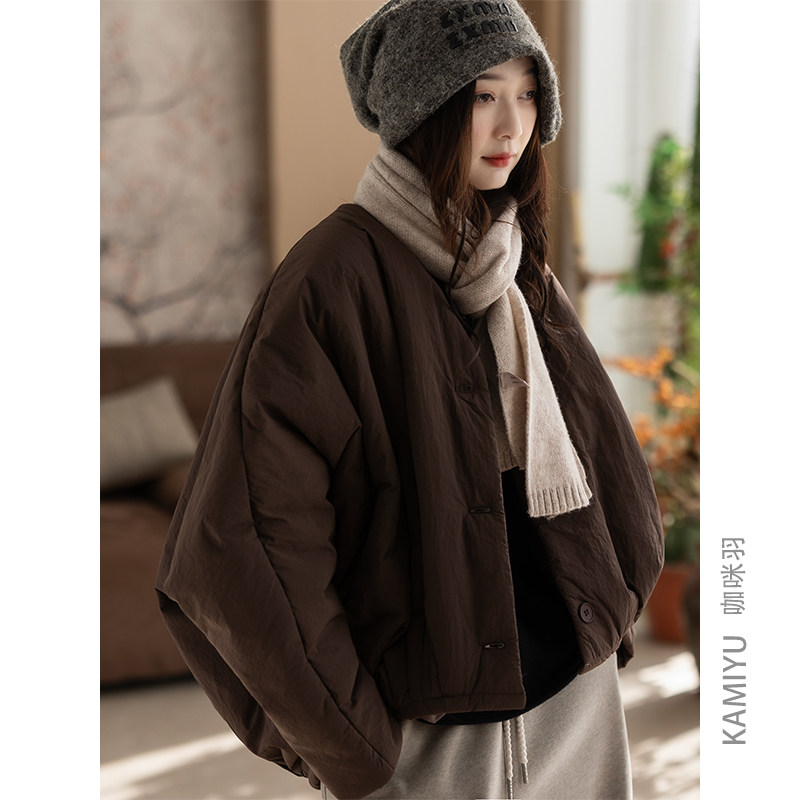咖咪羽棉服女冬装新款女士流行好看蝙蝠袖宽松文艺休闲女装外套厚