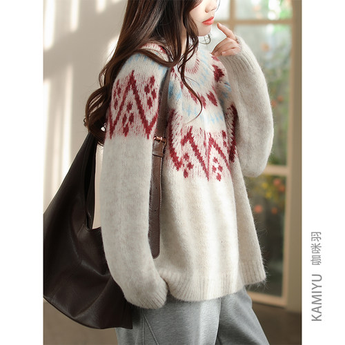 咖咪羽圆领通勤百搭假日毛衣