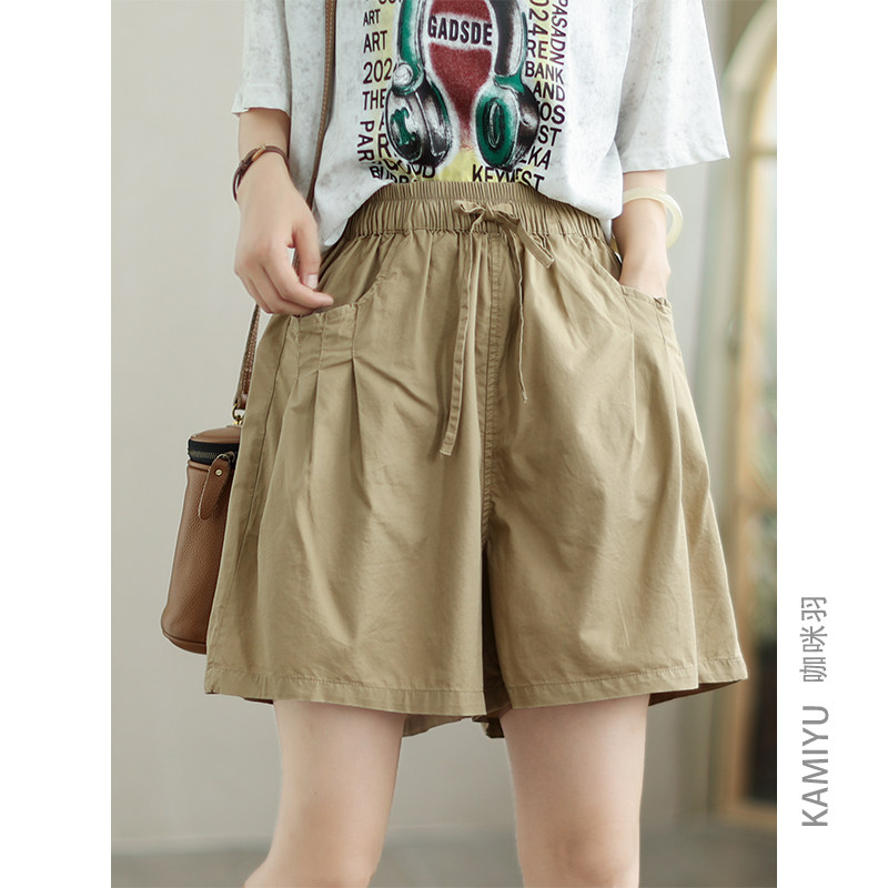 2025新款五分裤女夏装通勤直筒宽松全棉通勤文艺简约女装休闲短裤
