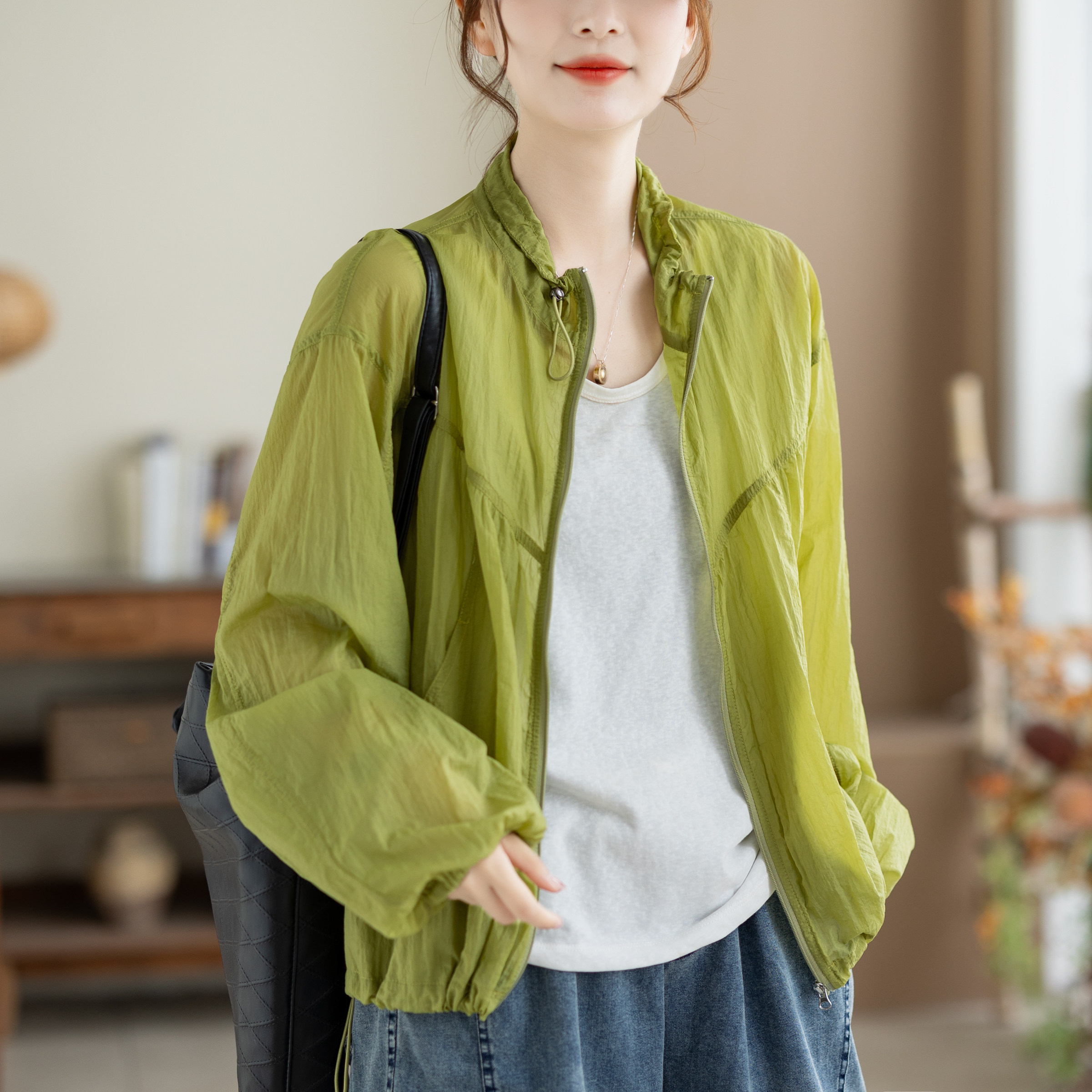 咖咪羽轻薄透气防晒服女夏季短款外套宽松大码通勤女装上衣防晒衫