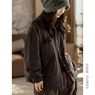 咖咪羽100%汉麻棉服女冬装休闲宽松百搭复古流行好看女装上衣外套
