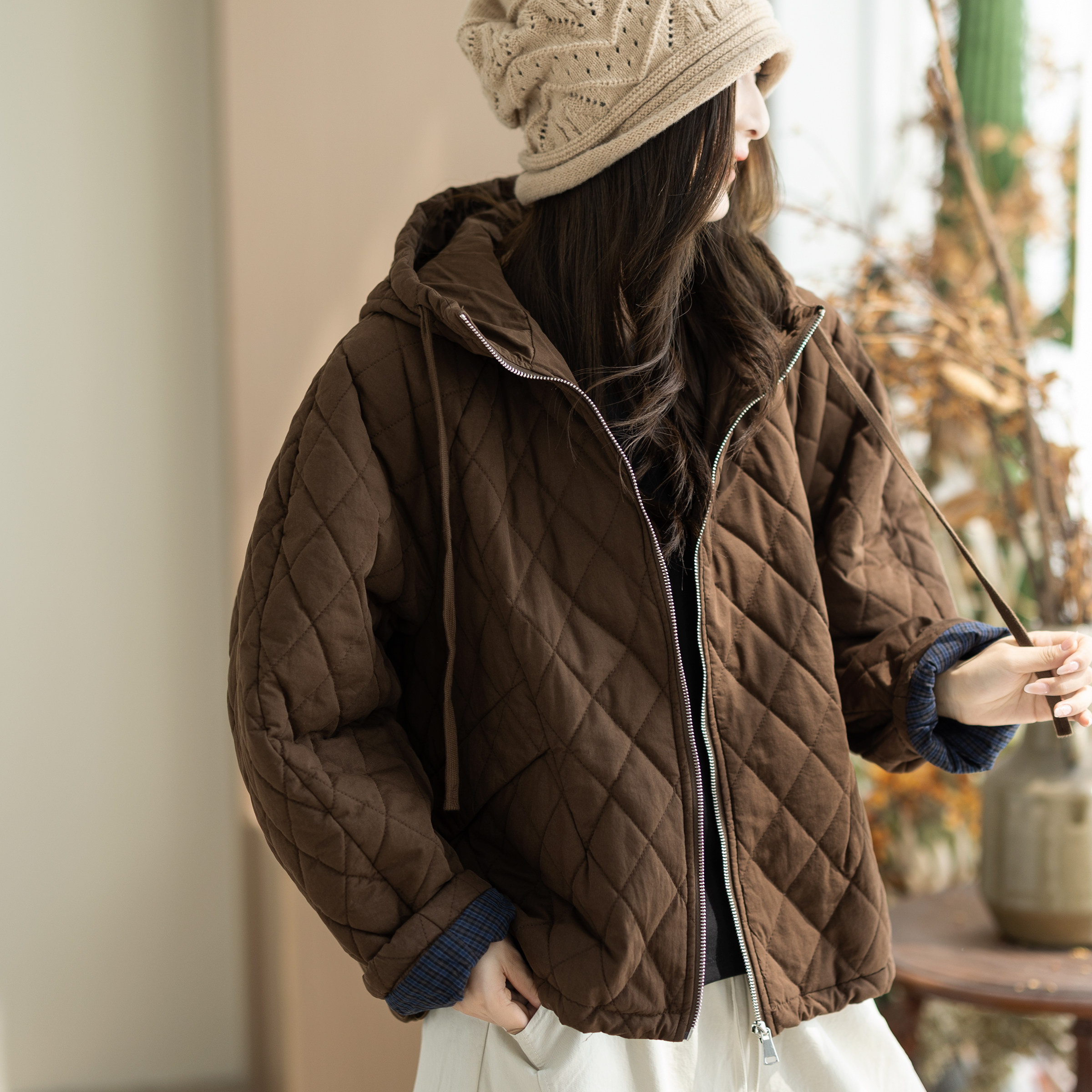 咖咪羽2026秋冬新款棉服女时尚夹棉复古流行洋气宽松女装上衣棉衣
