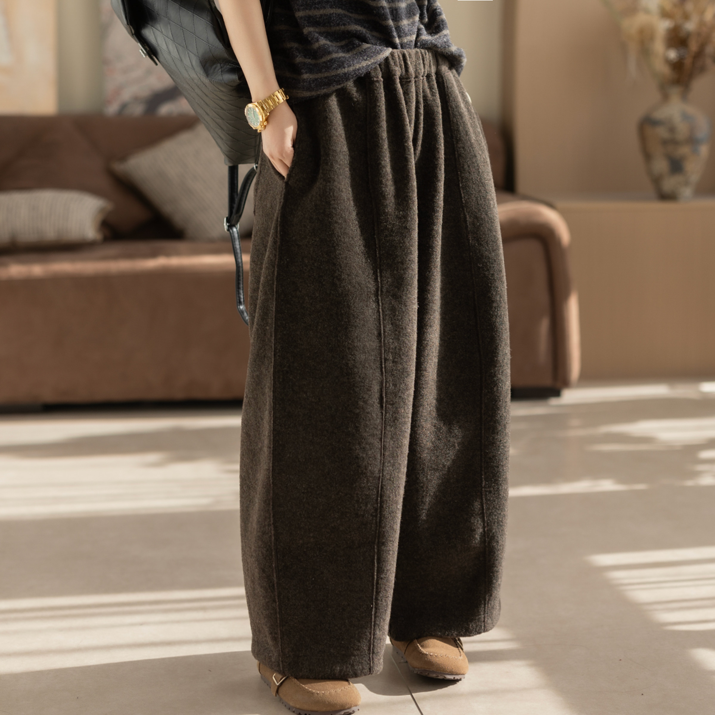 咖咪羽休闲裤女秋冬新款加绒复古阔腿洋气直筒宽松洋气女装哈伦裤,女装/女士精品,休闲裤,淘宝优惠券,粉丝福利购,淘宝优惠卷