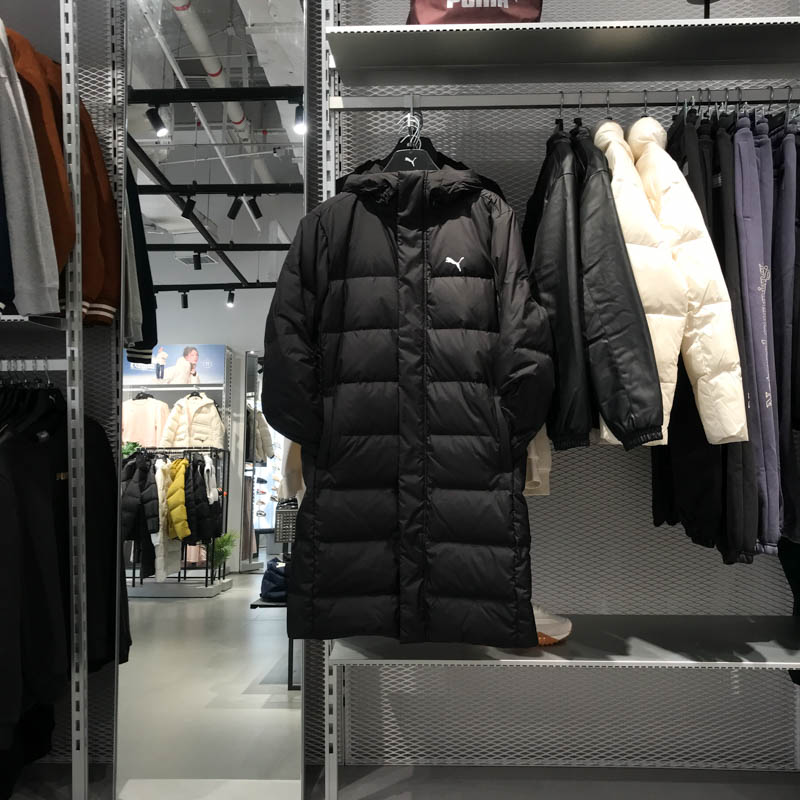 正品PUMA彪马男女2024冬款运动休闲保暖长款连帽羽绒服 685322-01图片