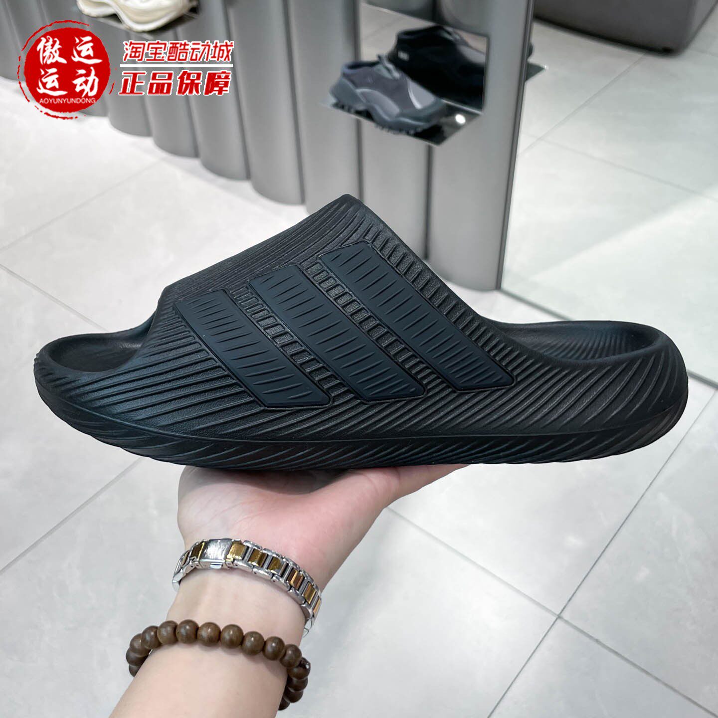Adidas阿迪达斯男女回弹缓震一字拖运动舒缓外穿拖鞋2026夏KI0055
