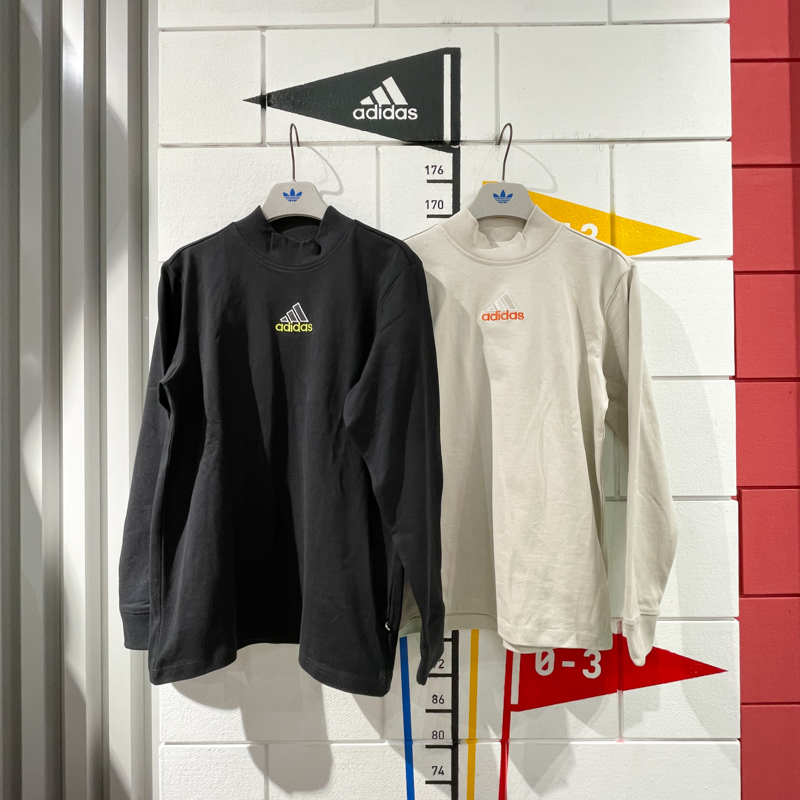 阿迪达斯三叶草男装2025春半高领宽松休闲长袖T恤  JD5401 JD5402