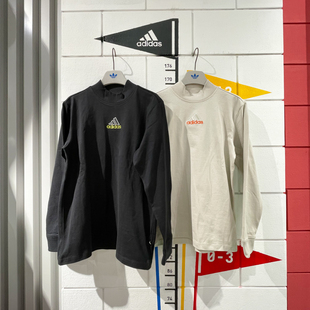 阿迪达斯三叶草男装2025春半高领宽松休闲长袖T恤  JD5401 JD5402