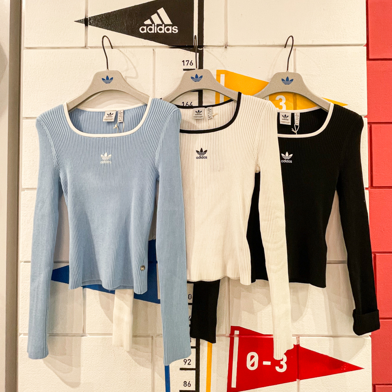 阿迪达斯三叶草收腰针织套头衫