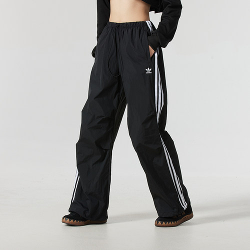 ADIDAS阿迪达斯三叶草女裤2025春新款宽松直筒运动休闲长裤IY7251