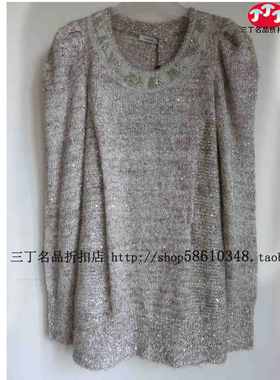 咯啦女装CARA专柜正品C278米灰色亮片泡袖毛衣/针织衫原2680春季