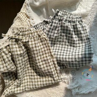 韩国高端~儿童夏季裤子 经典方格百搭好穿款防蚊裤 收脚裤长裤