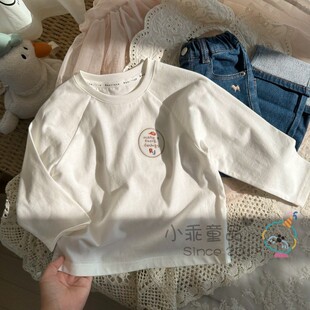 【永不过时】韩国儿童春秋上衣 纯棉亲肤舒适宽松纯白长袖T恤衫