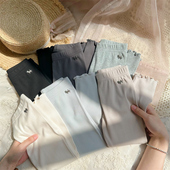 百搭舒适针织棉弹力木耳边纯色打底裤 子 坑条针织 女童春秋裤