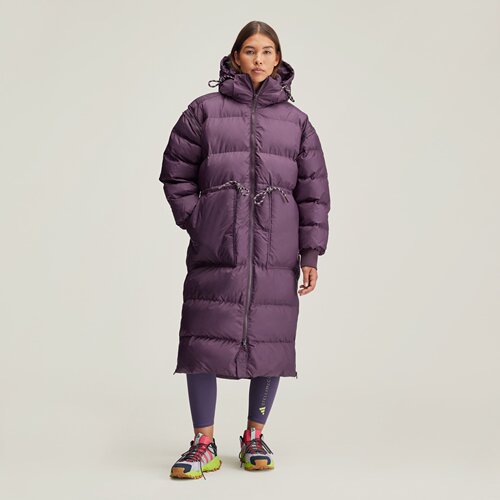 现货秒发 adidas stella 长款加厚连帽可拆卸棉服棉衣IX3082