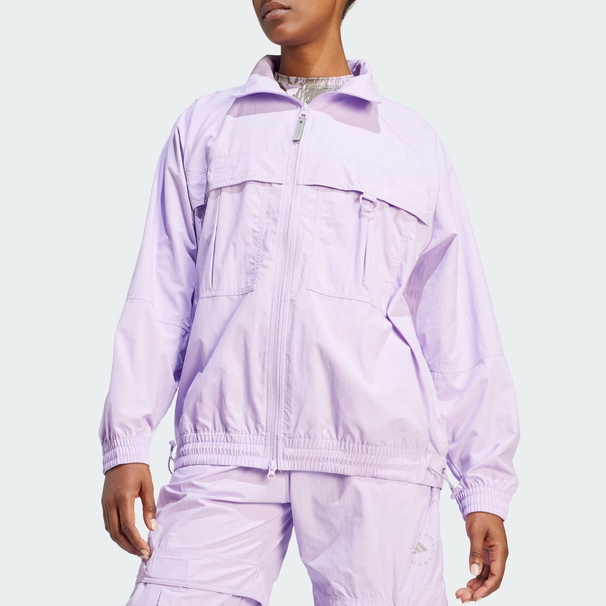 现货 adidas stella 女春秋款运动休闲户外防风工装拉链宽松外套