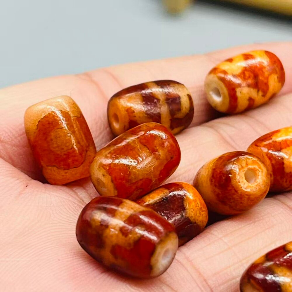 保真西藏天然玛瑙天珠桶珠虎牙财神贵人DIY手串配件饰品隔珠配珠